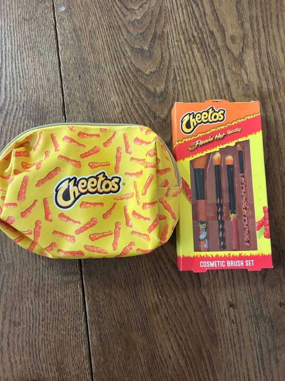 Flamin' Hot Cosmetic Brush Set -Cosmetics Bag ain’t easy being cheesy 🧀